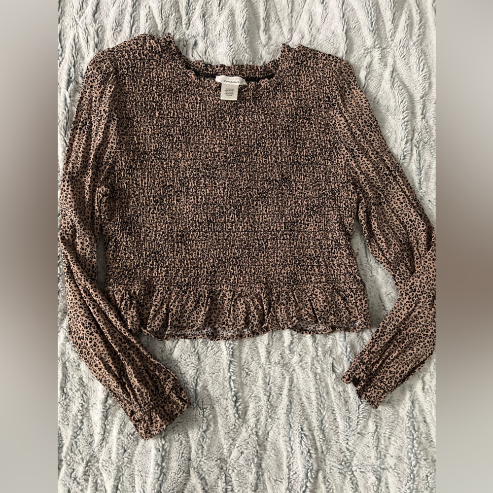 Women's Leopard Print Smocked Top